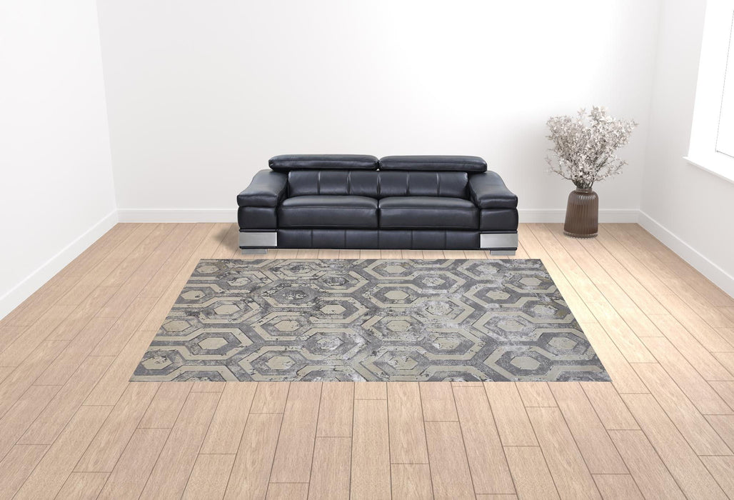 10' x 13' Abstract Stain Resistant Area Rug - Gray Taupe And Silver