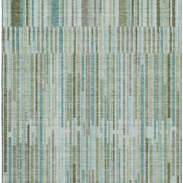 10' X 14' Striped Washable Area Rug With UV Protection (717863) - Sage / Teal