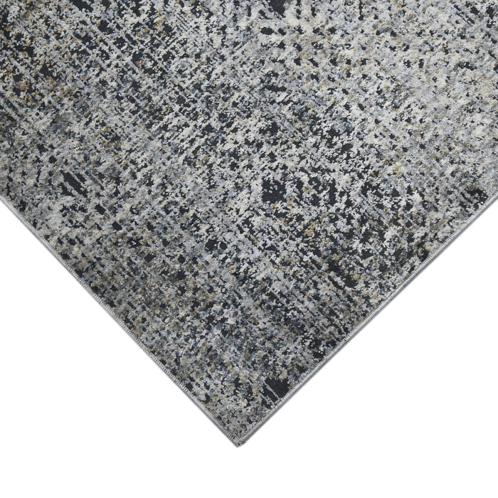8' x 10' Abstract Power Loom Area Rug - Ivory Black And Gray