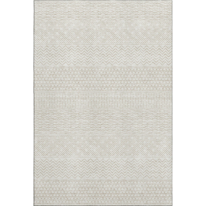 10' X 14' Striped Washable Area Rug With UV Protection (674796) - Ivory / Beige