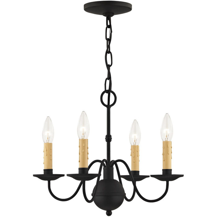 Four Light Metal Dimmable Chandelier With Shades - Black
