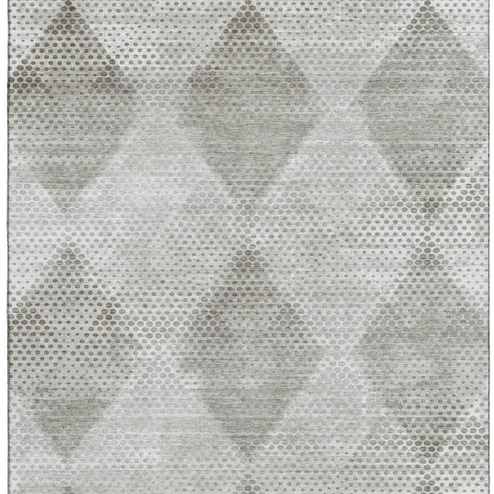 10' X 14' Geometric Washable Area Rug With UV Protection (648190) - Gray / Ivory