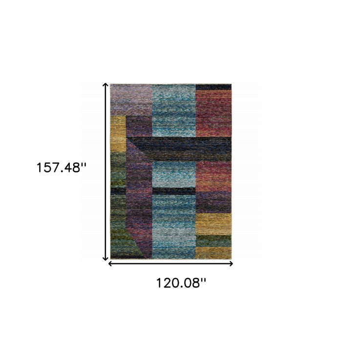 10' x 13' Geometric Power Loom Area Rug - Purple And Red