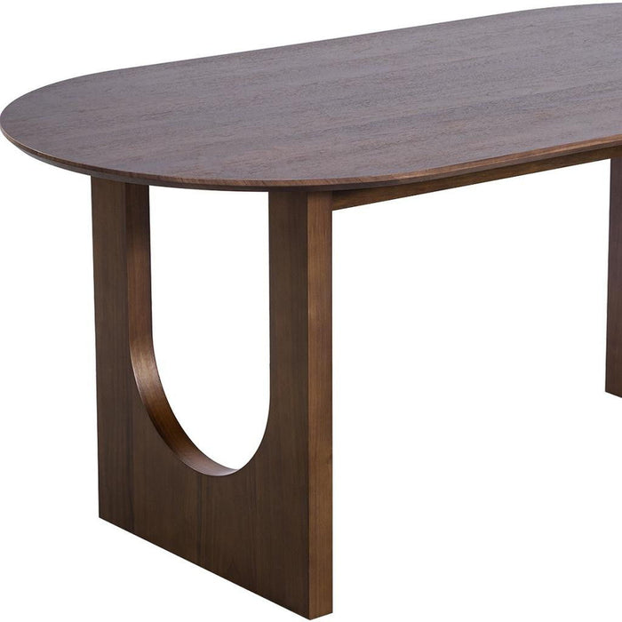 79" Solid Wood Mirrored Double Pedestal Base Oval Dining Room Table - Walnut