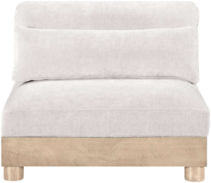 Turin - Chenille Fabric Upholstered Modular Armless Chair - Natural Base