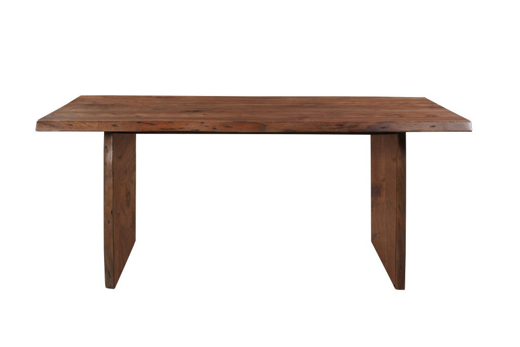 72" Solid Wood Live Edge Sled Base Dining Table - Brown