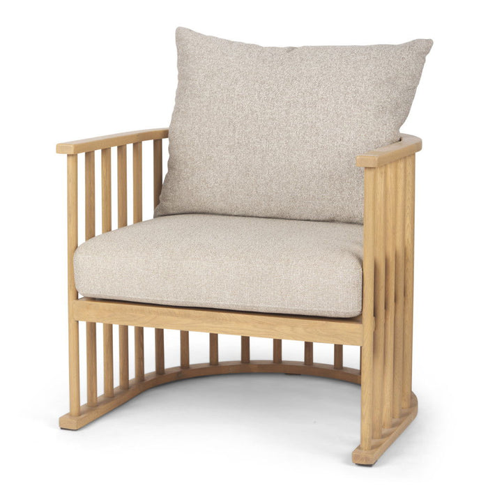 Upholstery Solid Wood Barrel Chair - Beige