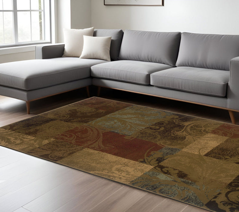 8' x 11' Geometric Power Loom Stain Resistant Area Rug - Green And Red