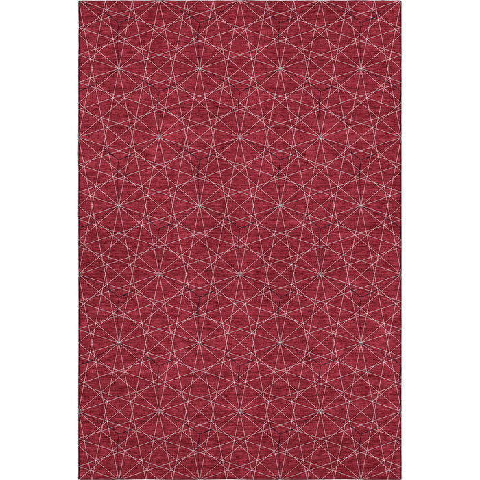 10' X 14' Geometric Washable Area Rug With UV Protection (677897) - Red / Ivory
