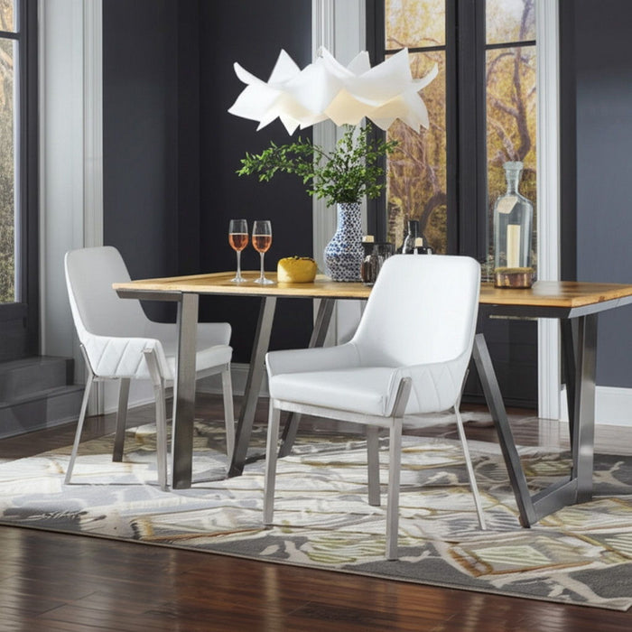 Upholstered In Faux Leather Dining Arm Chair - White