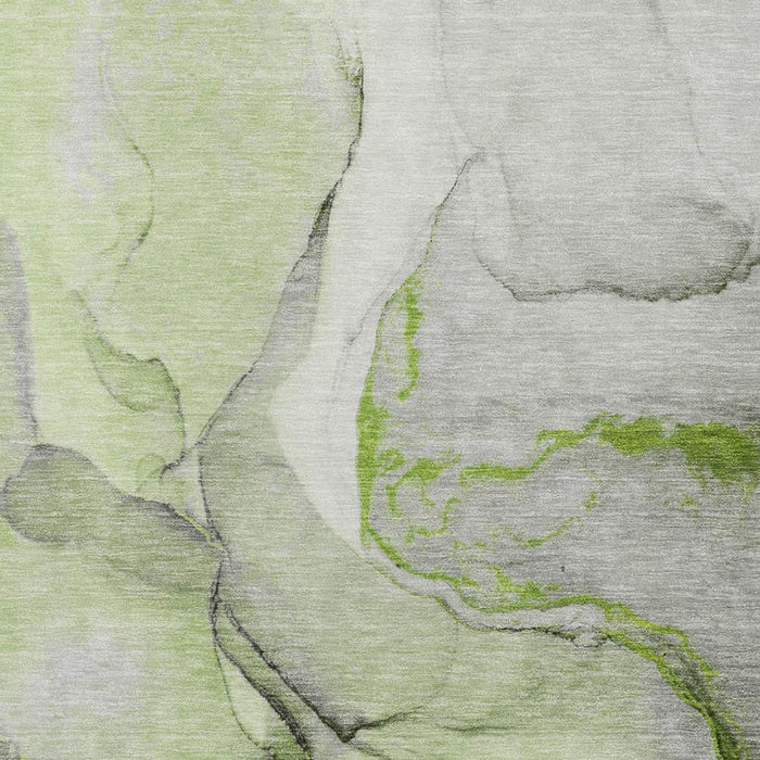 5' X 8' Abstract Washable Area Rug With UV Protection (646824) - Green / Gray / Ivory