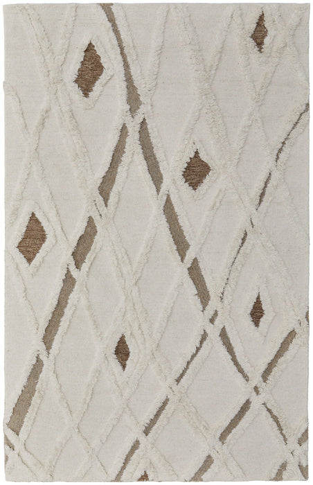 12' x 15' Wool Geometric Hand Tufted Area Rug - Ivory Taupe And Brown