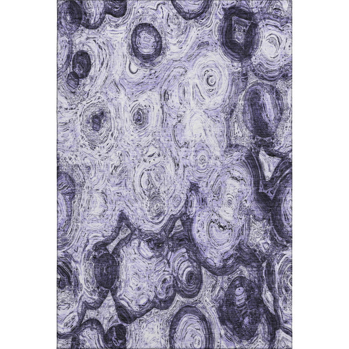 9' X 12' Abstract Washable Area Rug With UV Protection (650175) - Purple / Ivory