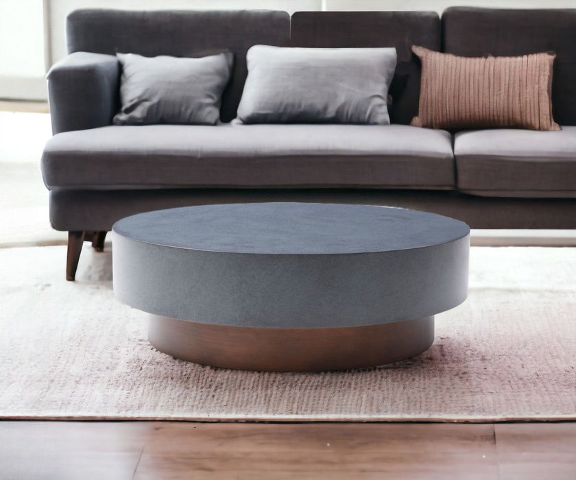 Steel Round Coffee Table - Antique Copper And Gray
