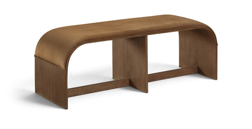 Meridian Furniture Sable 52-inch velvet upholstered bench in saddle color, featuring plush performance fabric and modern design.