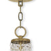 Two-light metal chandelier with gold finish, clear and off-white shades, dimmable lighting, by HomeRoots.