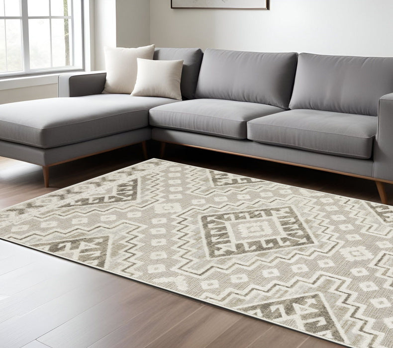 10' X 13' Tribal Area Rug - Beige And Brown