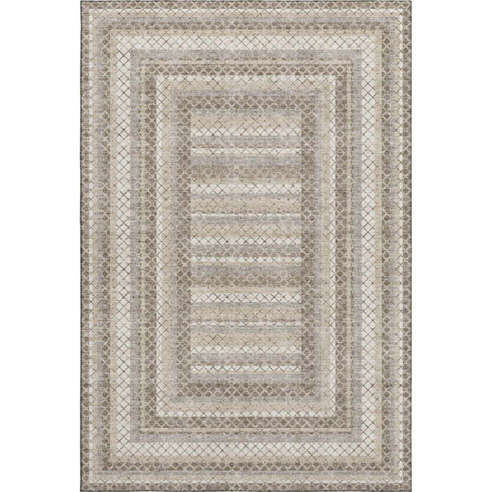 10' X 14' Geometric Washable Area Rug With UV Protection (710897) - Taupe / Ivory / Gray