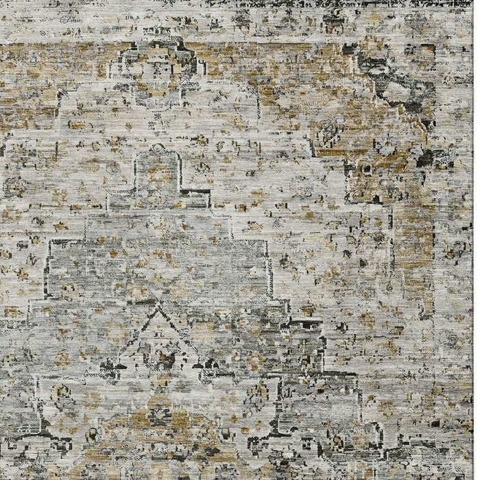 10' X 14' Floral Medallion Washable Area Rug With UV Protection (705107) - Taupe / Beige / Ivory