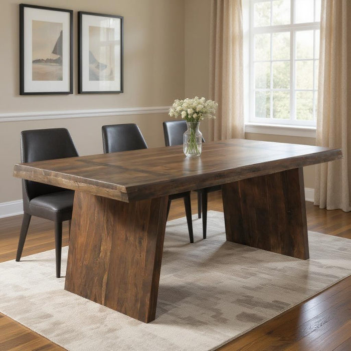 75" Solid Wood Live Edge Dining Table - Dark Brown