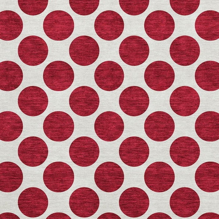 10' X 14' Polka Dot Washable Area Rug With UV Protection (677435) - Red / Ivory