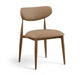 Meridian Furniture Ronda vegan leather upholstered dining side chair with walnut wooden legs, showcasing a modern and stylish design.