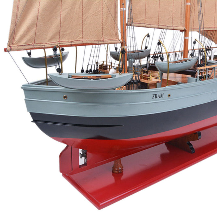 Hand Painted Model Boat - Red / Beige