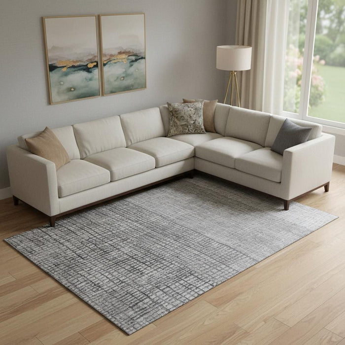 10' X 14' Geometric Washable Area Rug With UV Protection (705035) - Gray / Silver
