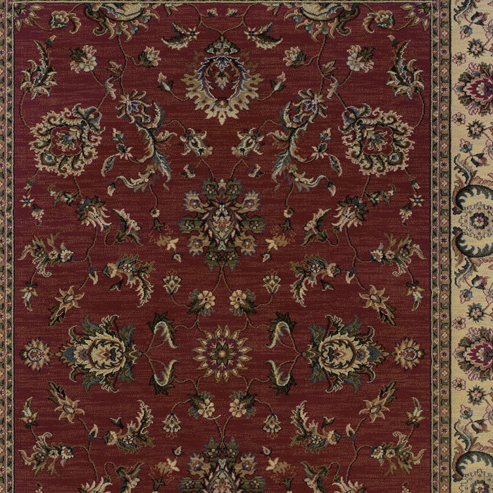 8' Traditional Oriental Square Rug - Red And Ivory