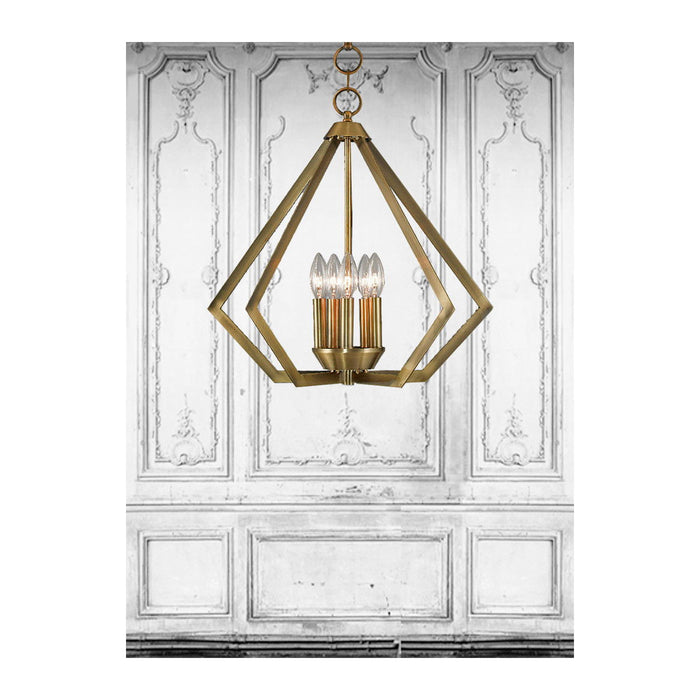 20" Five Light Dimmable Chandelier With Shades - Antiqued Brass