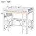 Giga gaming loft bed with desk, storage shelves, LED lights, and charging station, ideal for a functional and stylish bedroom setup.