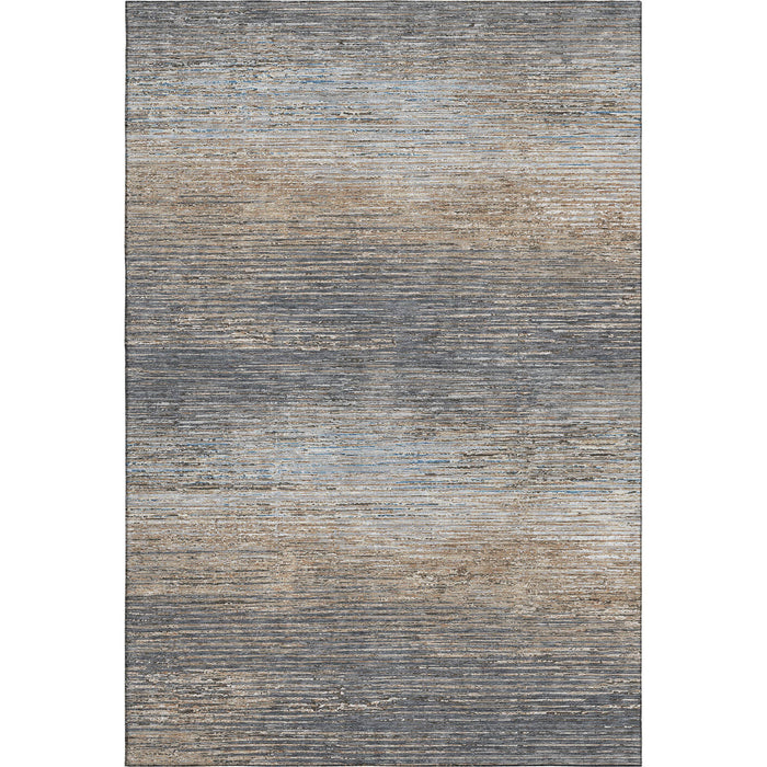 10' X 14' Striped Washable Area Rug With UV Protection (692643) - Pewter / Gray / Beige