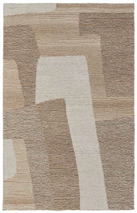 10' x 14' Wool Abstract Hand Tufted Area Rug - Brown Tan And Ivory