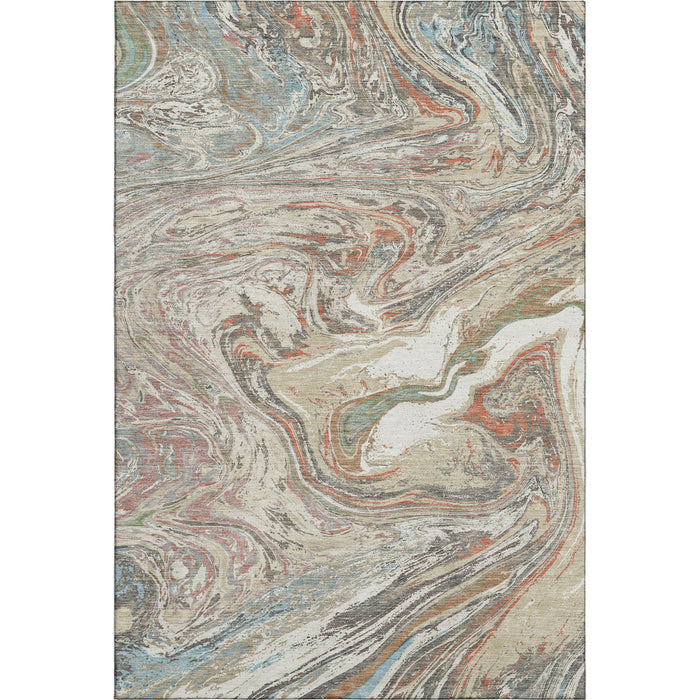 10' X 14' Abstract Washable Area Rug With UV Protection (683099) - Beige / Copper / Green