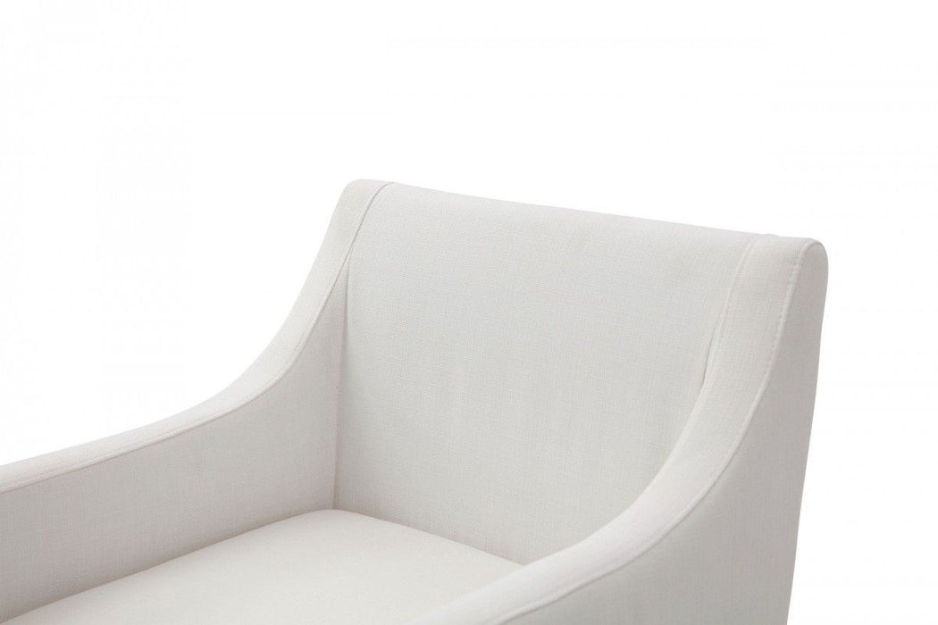 Upholstered Fabric Dining Arm Chair - White