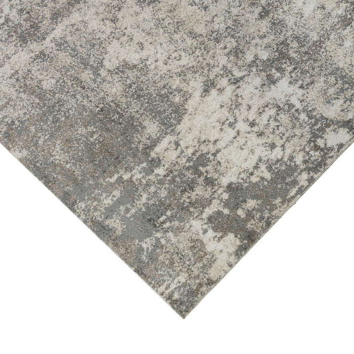 9' x 12' Abstract Power Loom Area Rug - Beige Ivory And Gray