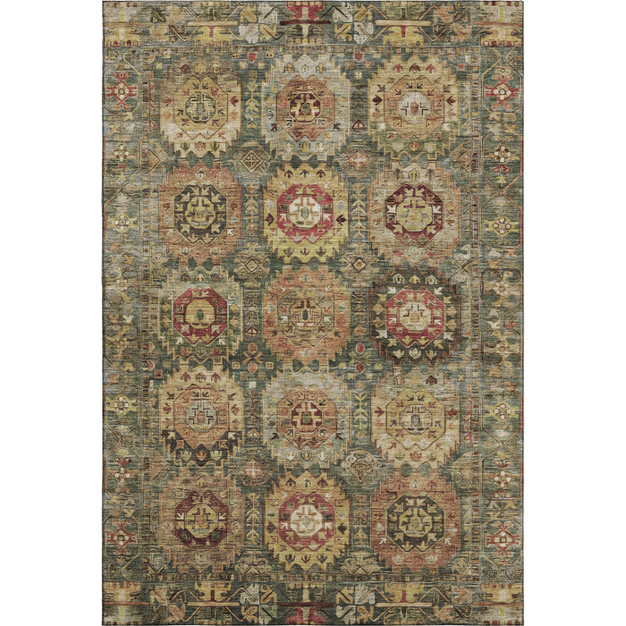 10' X 14' Medallion Washable Area Rug With UV Protection (714913) - Sage / Copper