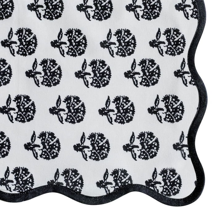 Set of four TOV Furniture Crissy cotton canvas printed napkins with black vintage floral design.