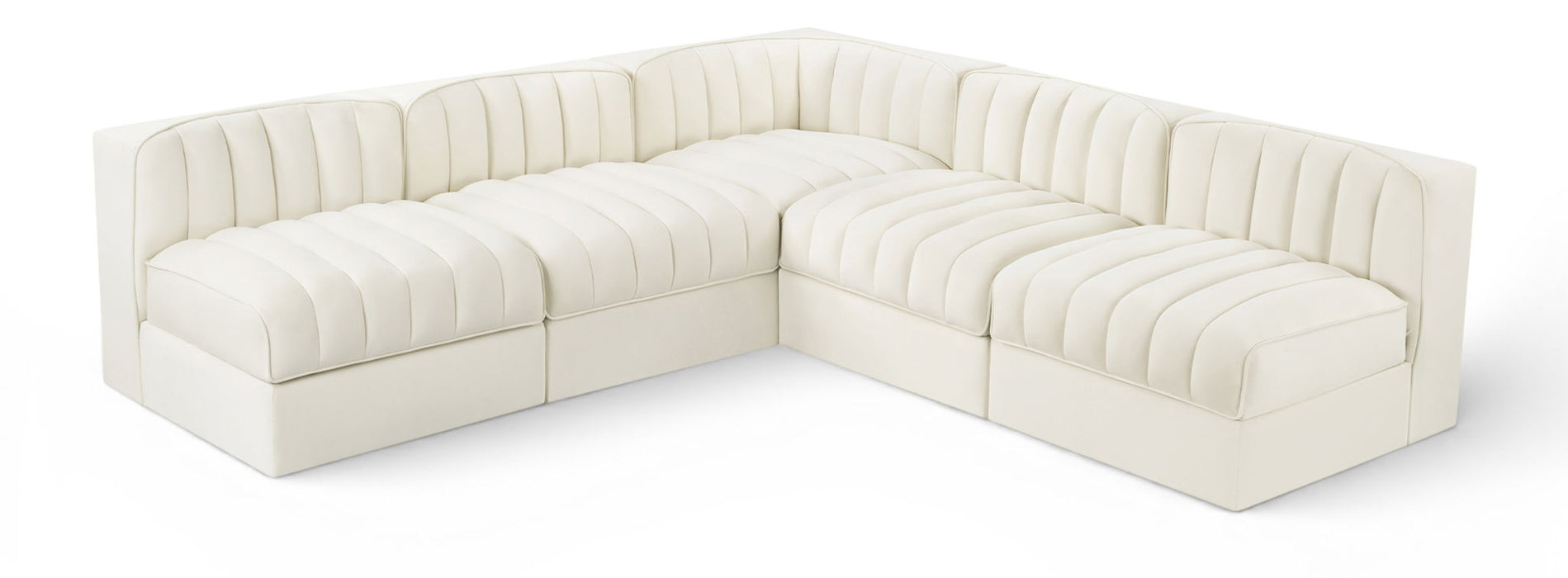 Rummi - Armless Velvet Performance Fabric Upholstered 5 Piece Modular Sectional