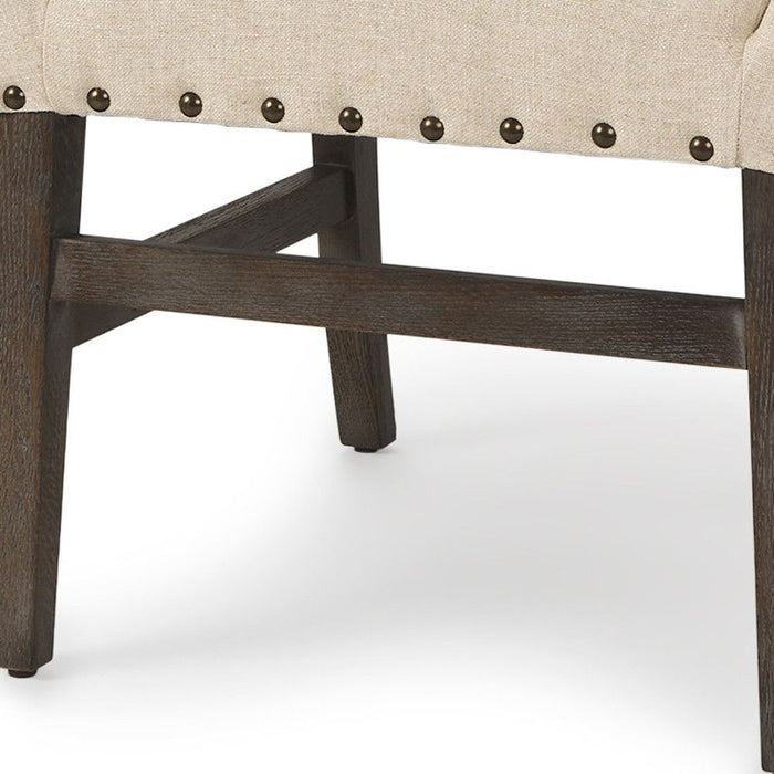 Upholstered Linen Solid Wood Dining Side Chair - Brown