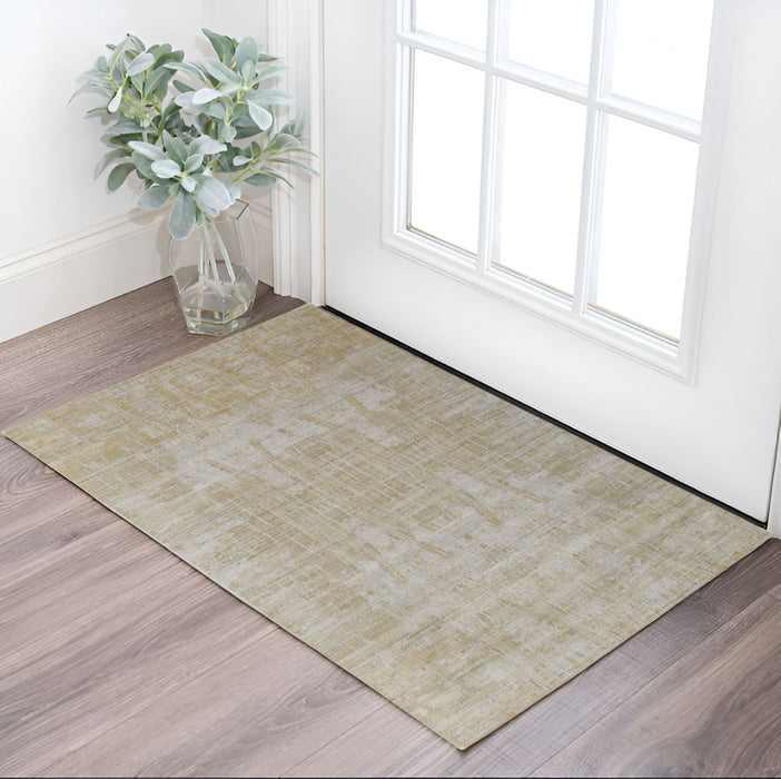 3' x 5' Modern Abstract Hand Woven Area Rug - Yellow And Ivory
