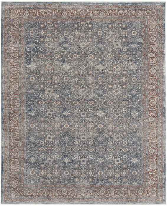 12' x 15' Floral Power Loom Stain Resistant Area Rug - Blue And Red