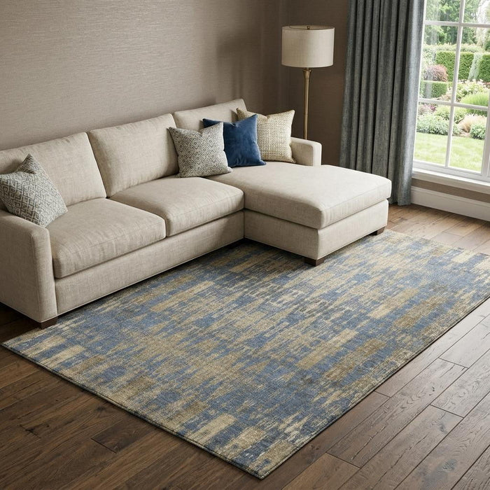 10' X 14' Moroccan Washable Area Rug With UV Protection (650200) - Blue / Chocolate