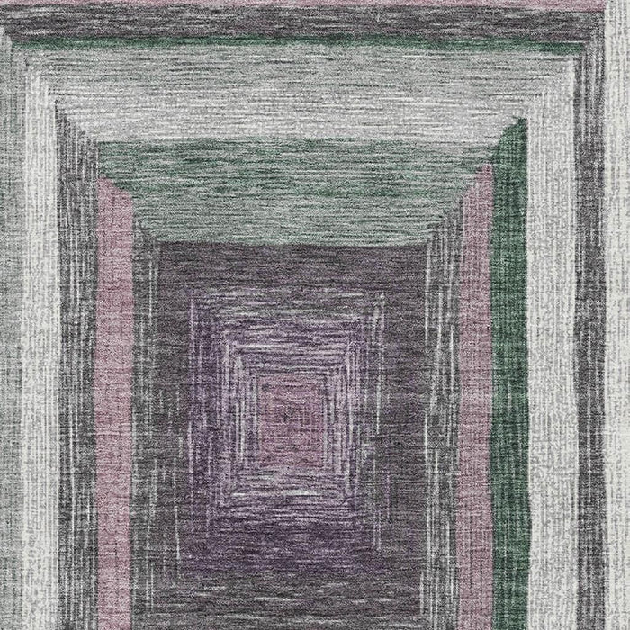 10' X 14' Geometric Washable Area Rug With UV Protection (709324) - Blush / Ivory / Charcoal