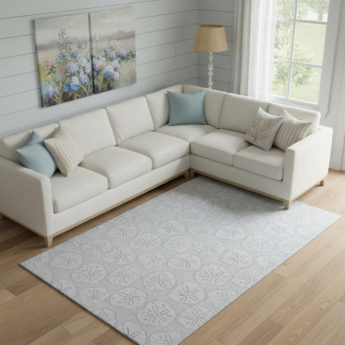 9' X 12' Geometric Washable Area Rug With UV Protection (646090) - Gray / Ivory