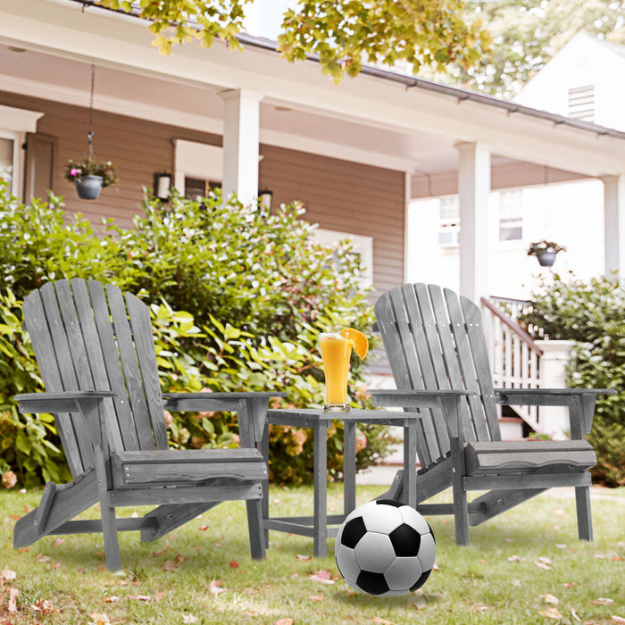 Set of two Giga outdoor wooden Adirondack lounge chairs made of solid cedar, perfect for garden patio relaxation.