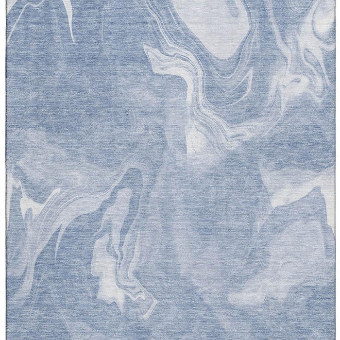 10' X 14' Abstract Washable Area Rug With UV Protection - Blue