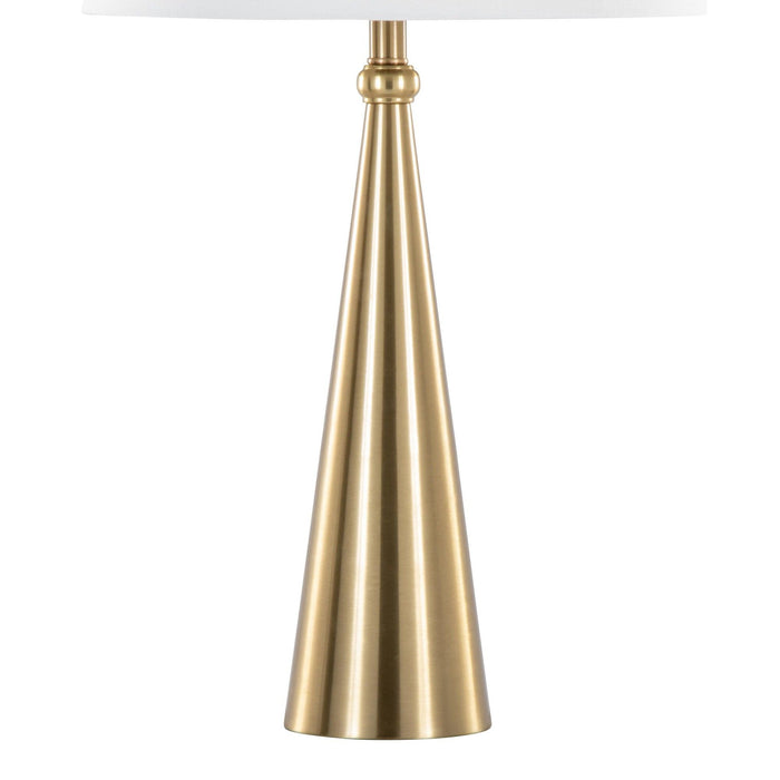 Cone - 30" Table Lamp (Set of 2) - Gold And White Linen