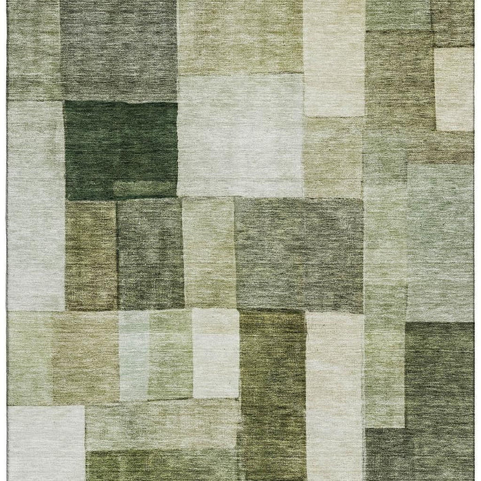 10' X 14' Geometric Washable Area Rug With UV Protection (688249) - Sage / Beige / Gray