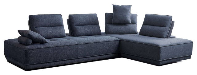 100% Polyester Stationary L Shaped Two Piece Sofa Chaise - Blue